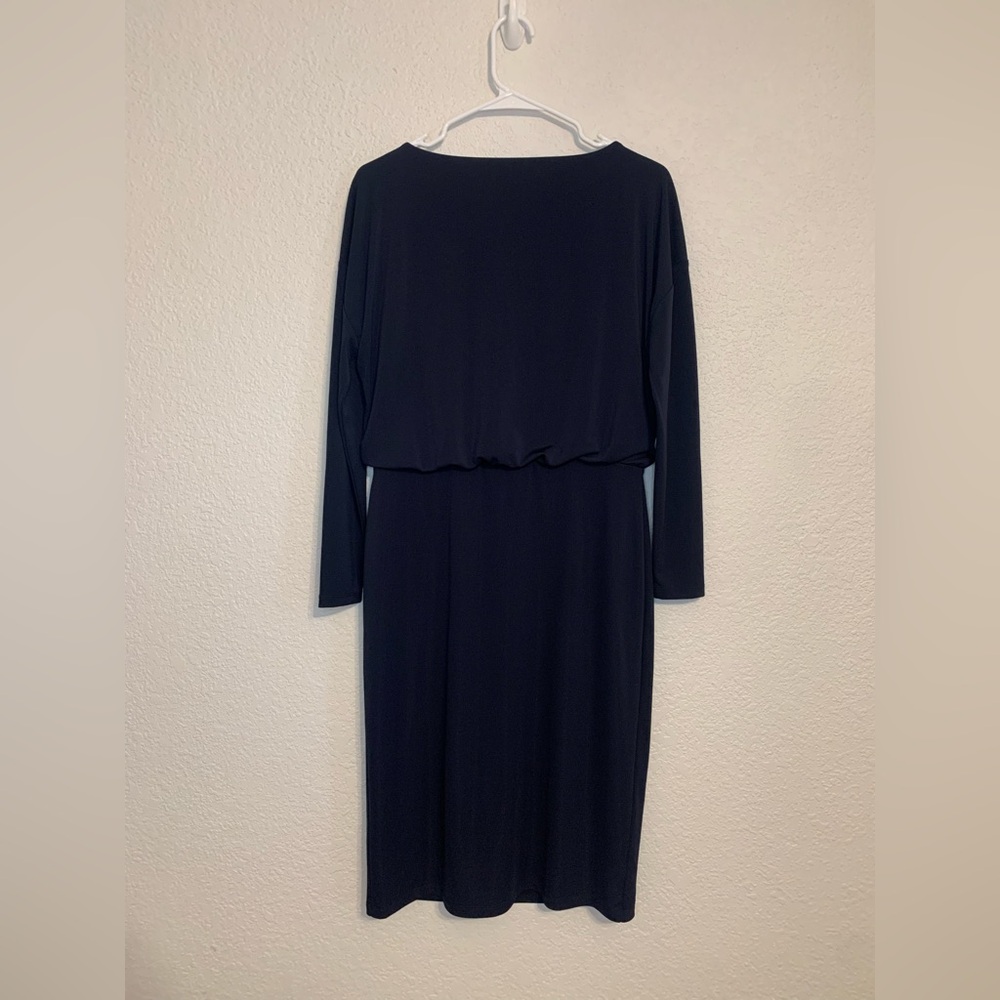 Ann Taylor Women Size 6 Blue Boat Neck Blouson Long Sleeve Dress - Picture 8 of 9